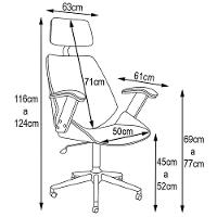Kit 02 Cadeiras de Escritório Presidente Giratória com Regulagem de Altura Akon Pu Preto Gran Belo - 4