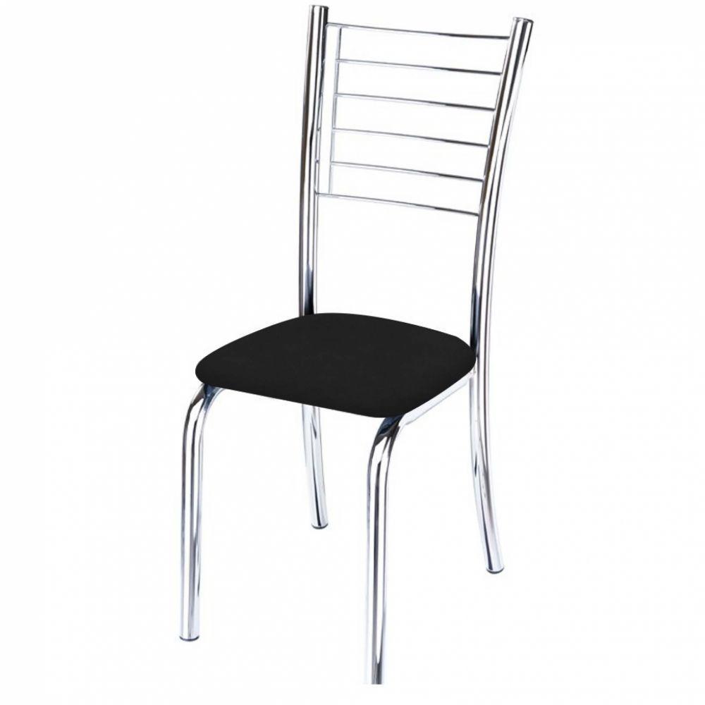 Kit 4 Cadeiras Lara Cromada Para Cozinha Preto - 3