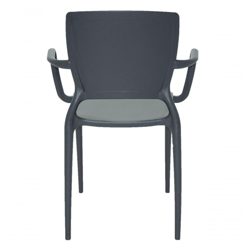 Cadeira Sofia Encosto Fechado Grafite com Braço Tramontina - 4