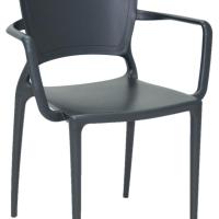 Cadeira Sofia Encosto Fechado Grafite com Braço Tramontina - 14