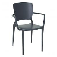 Cadeira Sofia Encosto Fechado Grafite com Braço Tramontina - 1