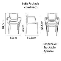 Cadeira Sofia Encosto Fechado Grafite com Braço Tramontina