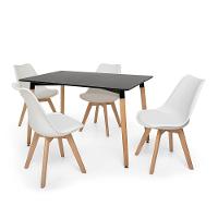 Kit Mesa Jantar Eiffel 120x80 Preta + 04 Cadeiras Leda - Branca - 1