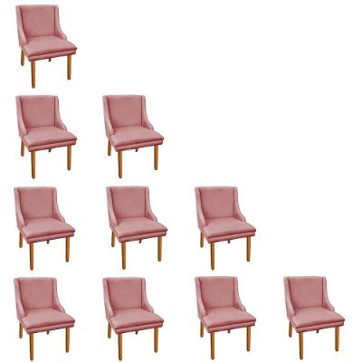 10 Cadeiras de Jantar Suede Pés Palito Castanho Rose