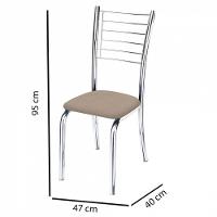 Cadeira Iara Cromada Para Cozinha Suede Bege - 7