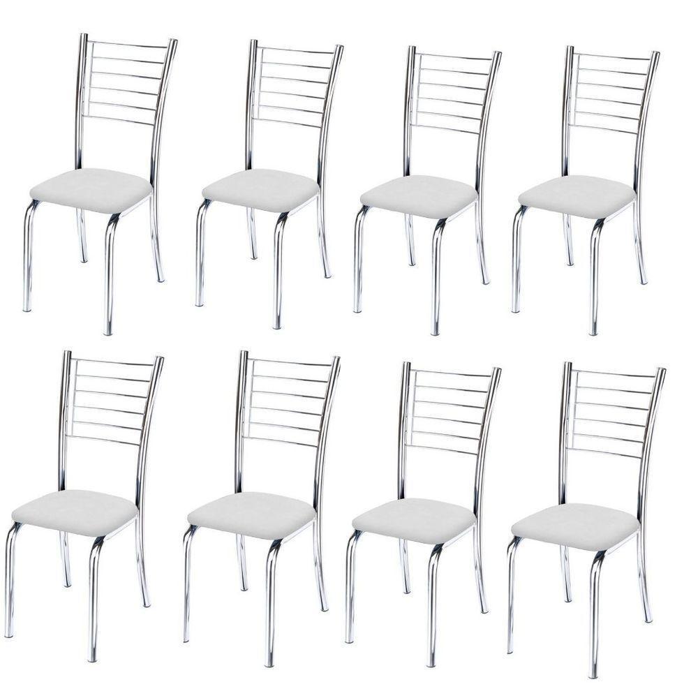 Kit 8 Cadeiras Ipanema Cromada Para Cozinha-Corino Branco-Gat Magazine - 1