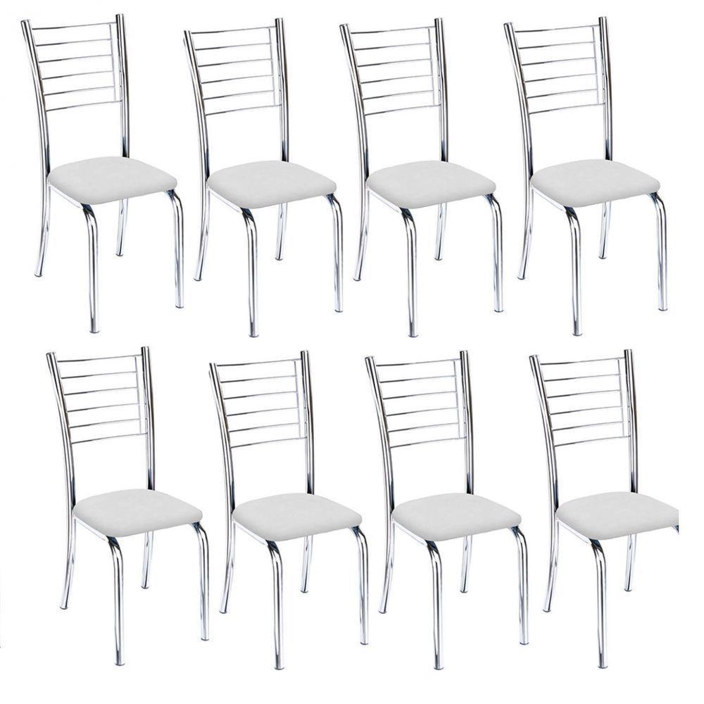Kit 8 Cadeiras Ipanema Cromada Para Cozinha-Corino Branco-Gat Magazine - 2