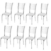 Kit 8 Cadeiras Ipanema Cromada Para Cozinha-Corino Branco-Gat Magazine - 1