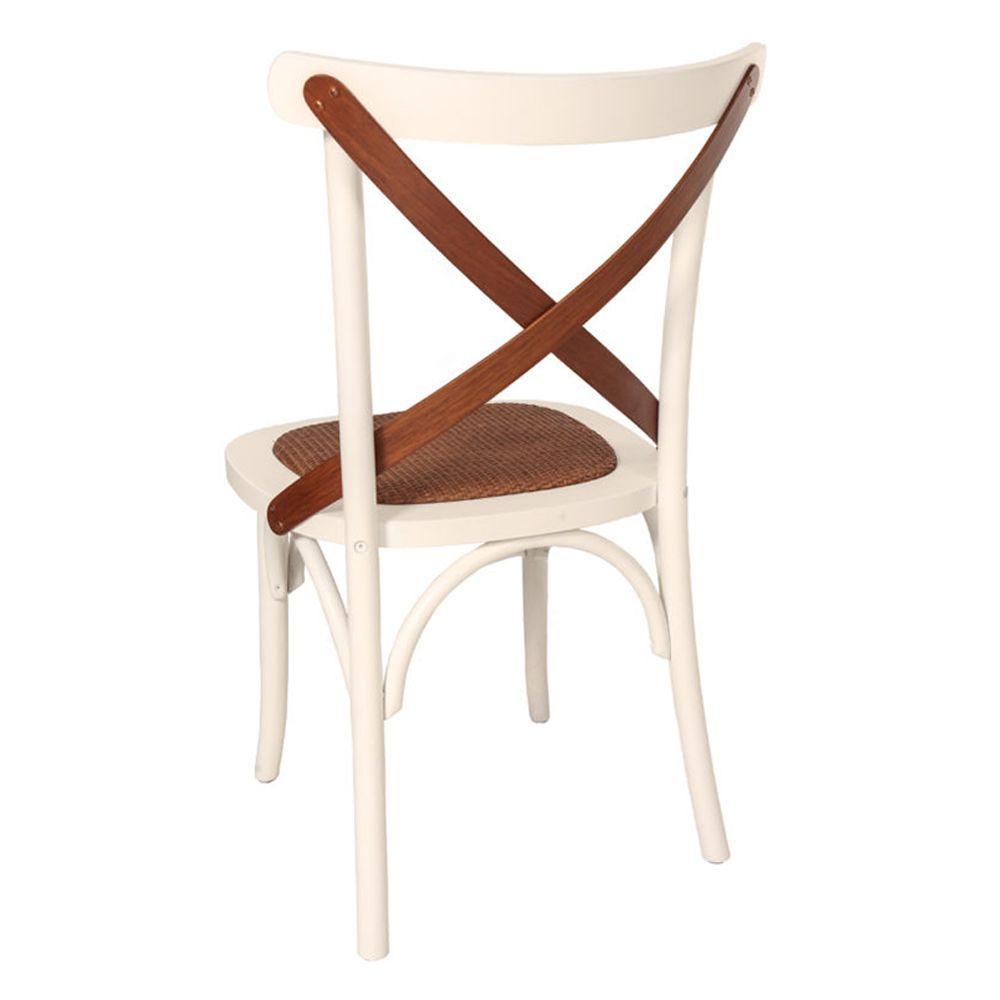 Cadeira de Madeira Espanha Assento em Rattan Laca Branca - 2