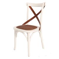 Cadeira de Madeira Espanha Assento em Rattan Laca Branca - 1