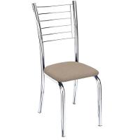 Kit 9 Cadeiras Vanessa Cromada Para Cozinha-Assento Suede Bege-Gat Magazine
