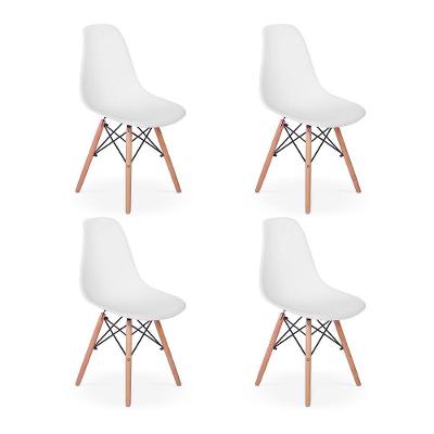 Conjunto 4 Cadeiras Charles Eames Eiffel Wood Base Madeira - Branca