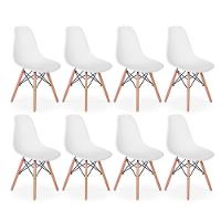 Conjunto 8 Cadeiras Charles Eames Eiffel Wood Base Madeira - Branca - 1