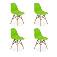 Conjunto 4 Cadeiras Charles Eames Eiffel Wood Base Madeira Verde - 1