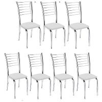 Kit 7 Cadeiras Lara Cromada Para Cozinha Branco - 1