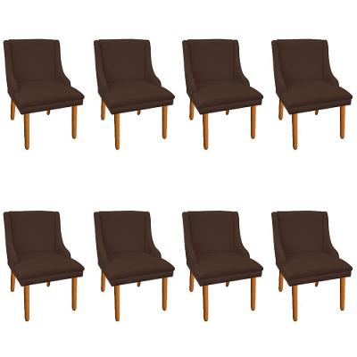 Kit 8 Cadeiras de Jantar Suede Pés Palito Marrom