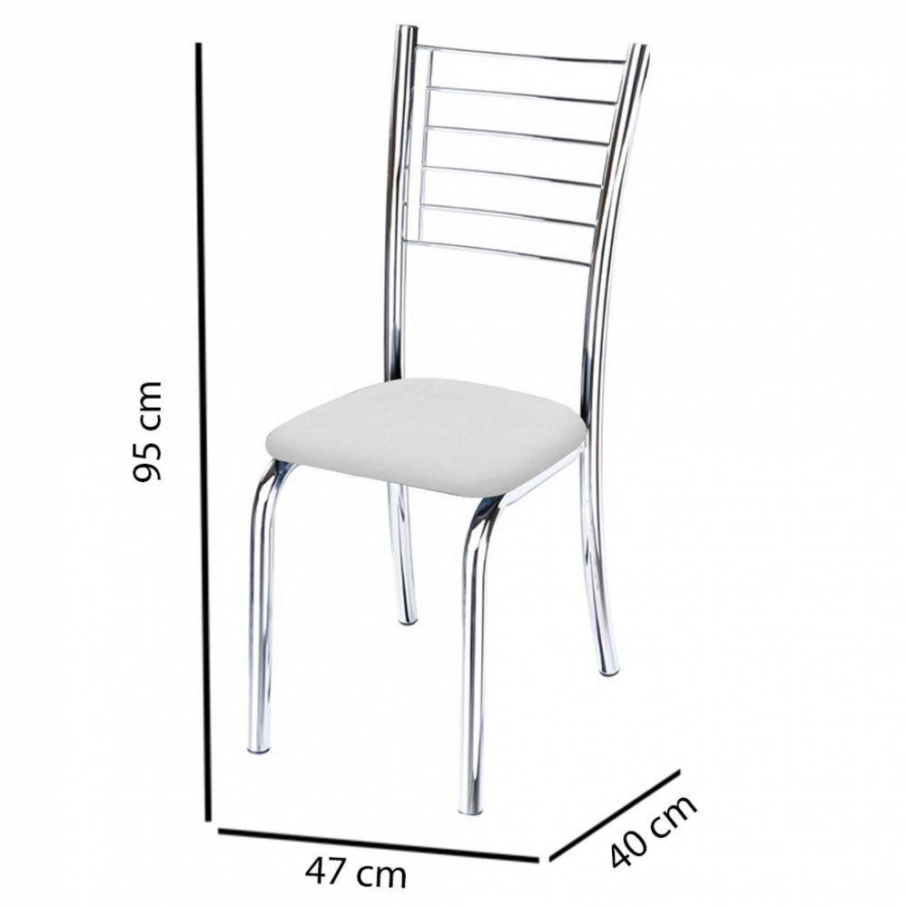 Kit 4 Cadeiras Iara Cromada Para Cozinha Branco - 4