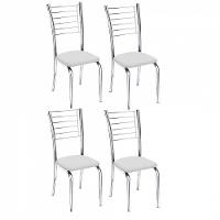 Kit 4 Cadeiras Iara Cromada Para Cozinha Branco - 1