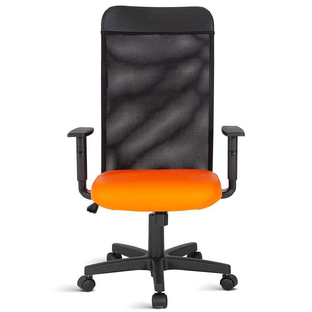 Cadeira Presidente Com Tela No Encosto Linha Turim Laranja - 4