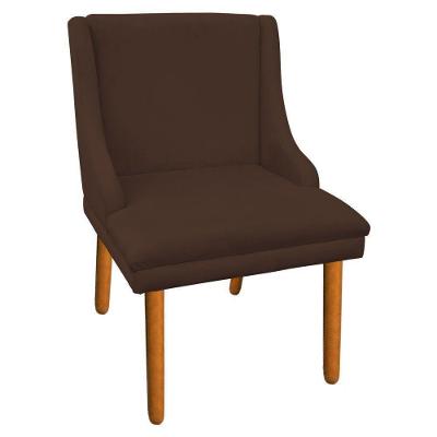 Cadeira de Jantar Liz Suede Marrom Pés Palito Castanho