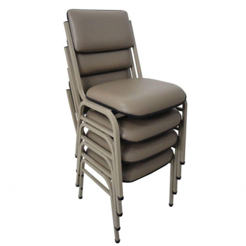 Kit Com 4 Cadeiras Empilháveis Auditórios Hotel Smart Cinza - 1