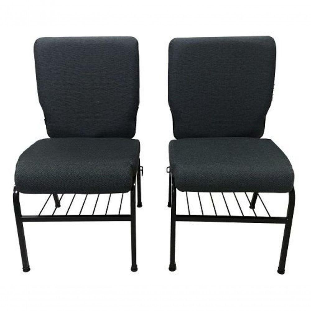 02 Cadeiras Para Igrejas com Porta Biblía Porta Cálice Cinza - 6