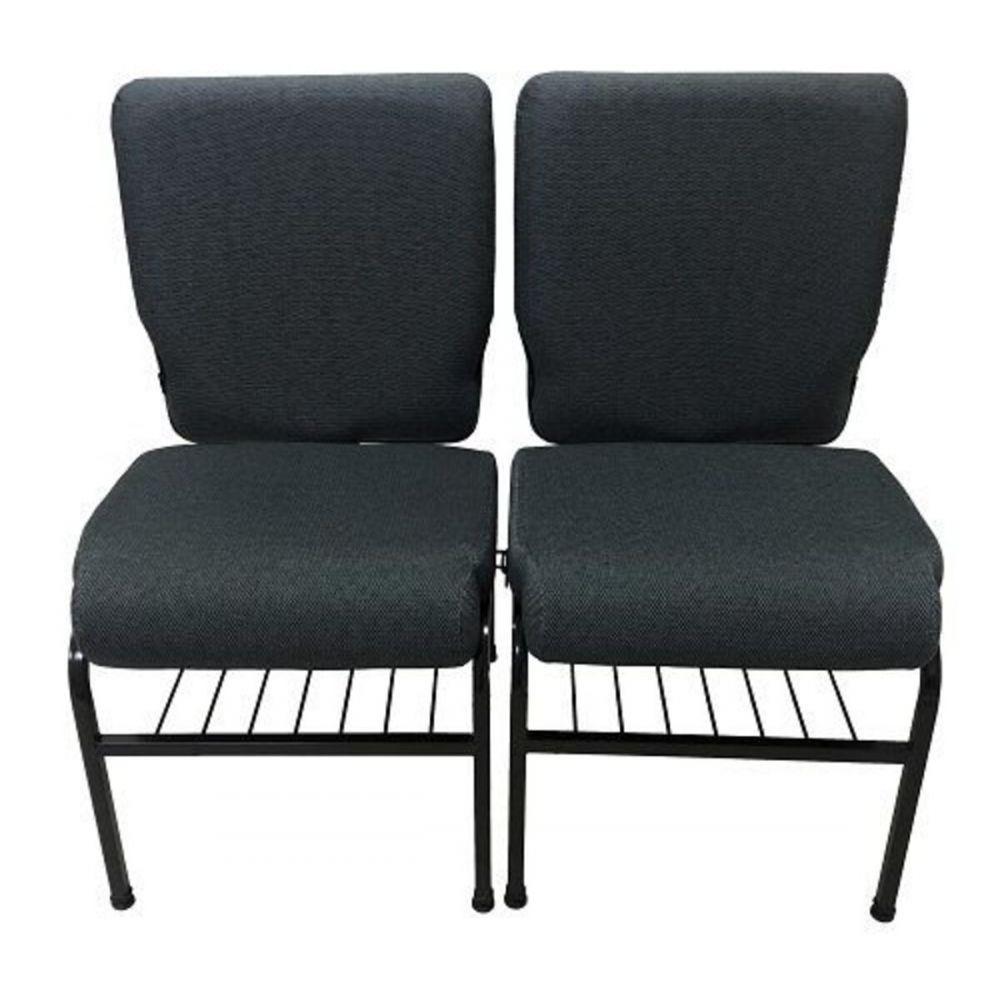 02 Cadeiras Para Igrejas com Porta Biblía Porta Cálice Cinza - 9