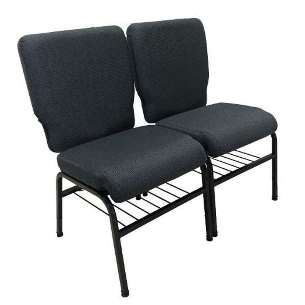 02 Cadeiras Para Igrejas com Porta Biblía Porta Cálice Cinza - 10