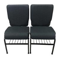 02 Cadeiras Para Igrejas com Porta Biblía Porta Cálice Cinza - 1