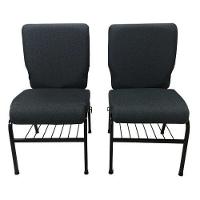 02 Cadeiras Para Igrejas com Porta Biblía Porta Cálice Cinza - 3