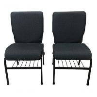 02 Cadeiras Para Igrejas com Porta Biblía Porta Cálice Cinza - 6