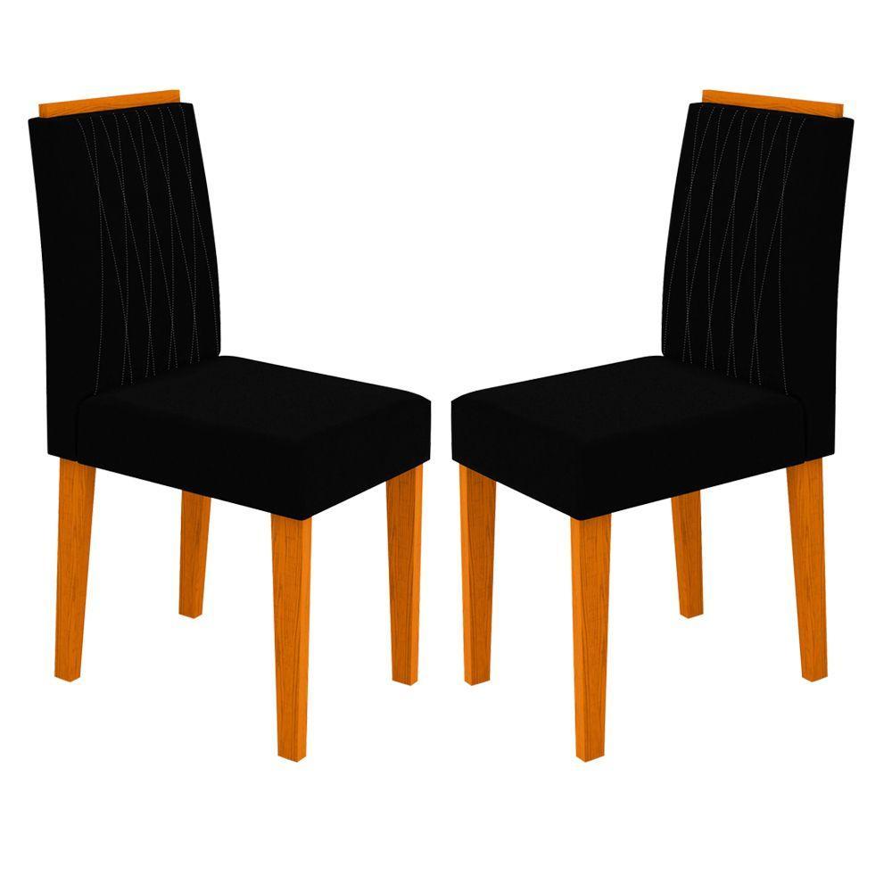 2 Cadeiras Sala De Jantar Ana Ype Preto Veludo Vl07 - 1