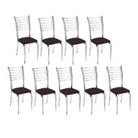 Kit 9 Cadeiras Vanessa Cromada para Cozinha Assento Corino - 1