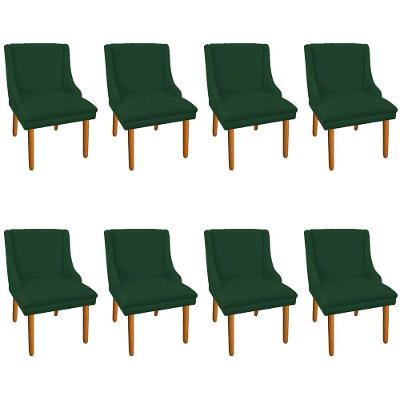 Kit 8 Cadeiras de Jantar Suede Pés Palito Verde