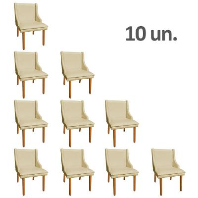 Kit 10 Cadeiras de Jantar Corino Pés Palito Bege
