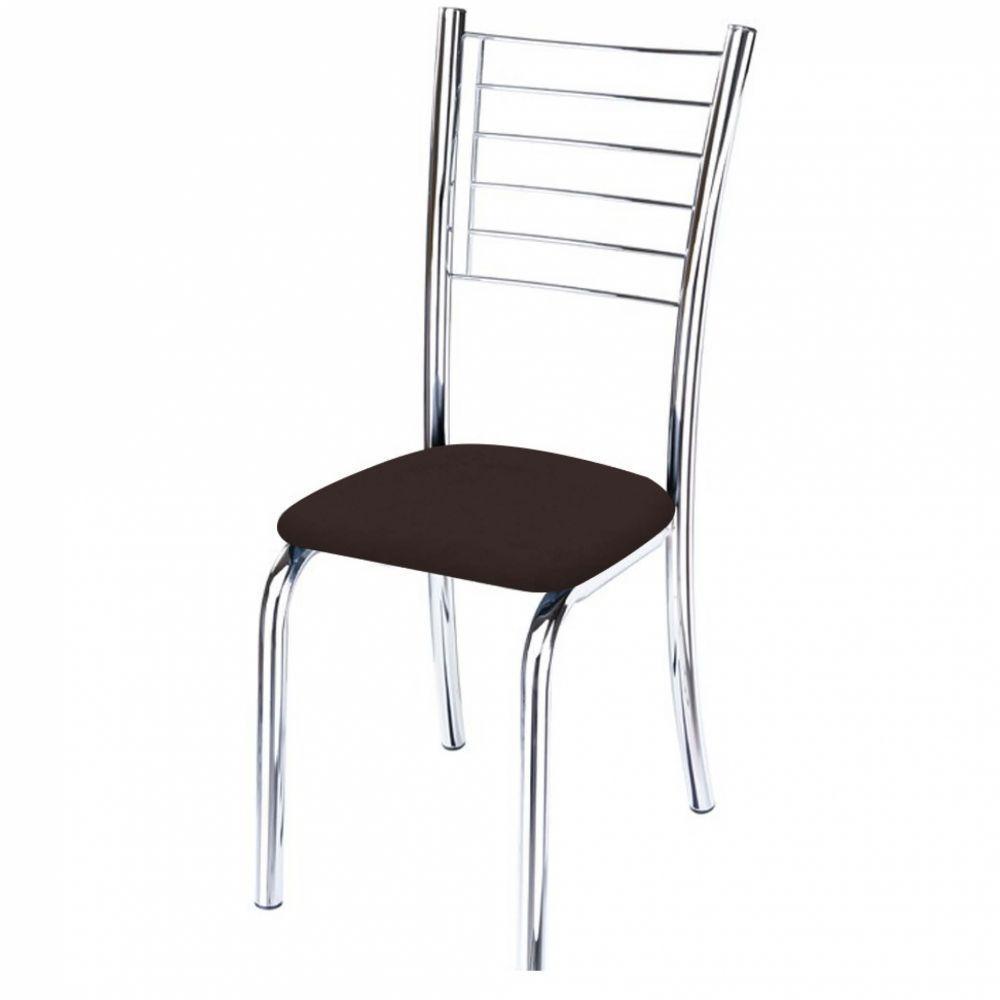 Kit 10 Cadeiras Vanessa Cromada Para Cozinha Corino Marrom - 3
