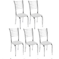 Kit 5 Cadeiras Iara Cromada Para Cozinha Branco - 1