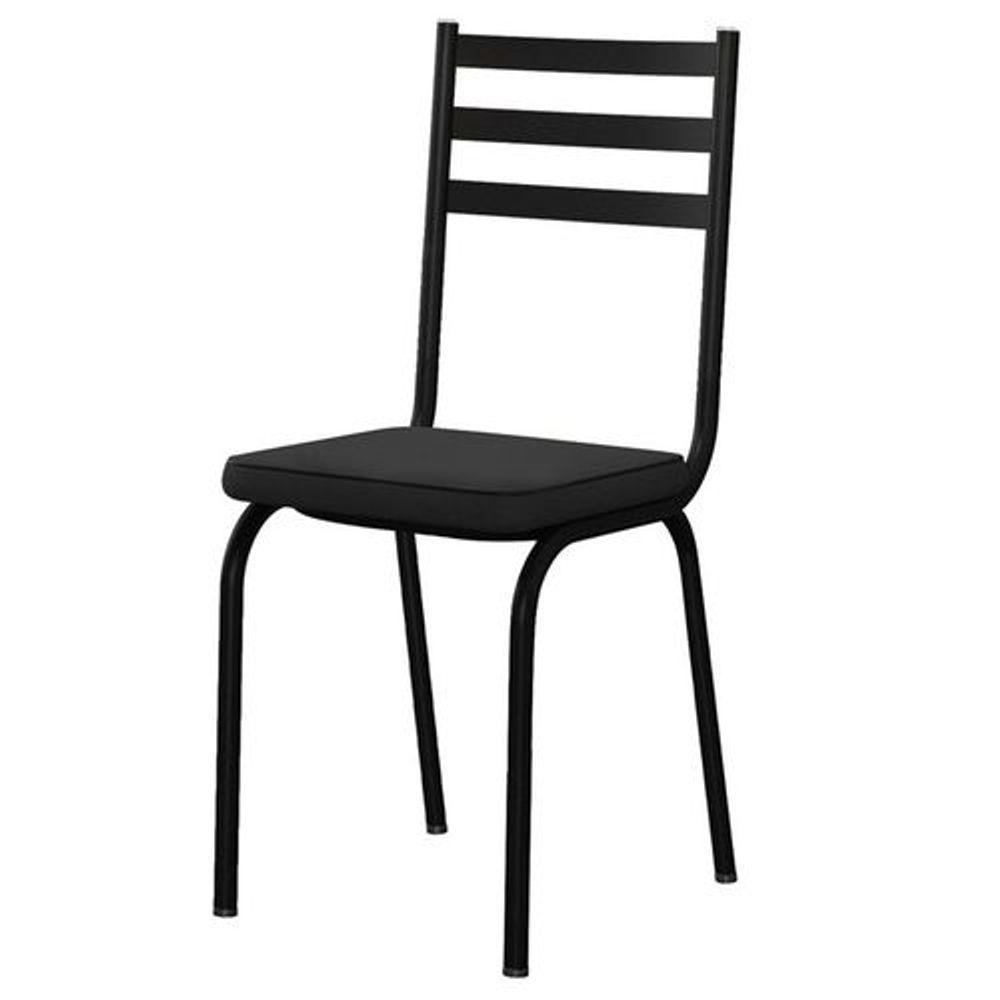 Conjunto 2 Cadeiras Tubular Europa Assento Preto - 5