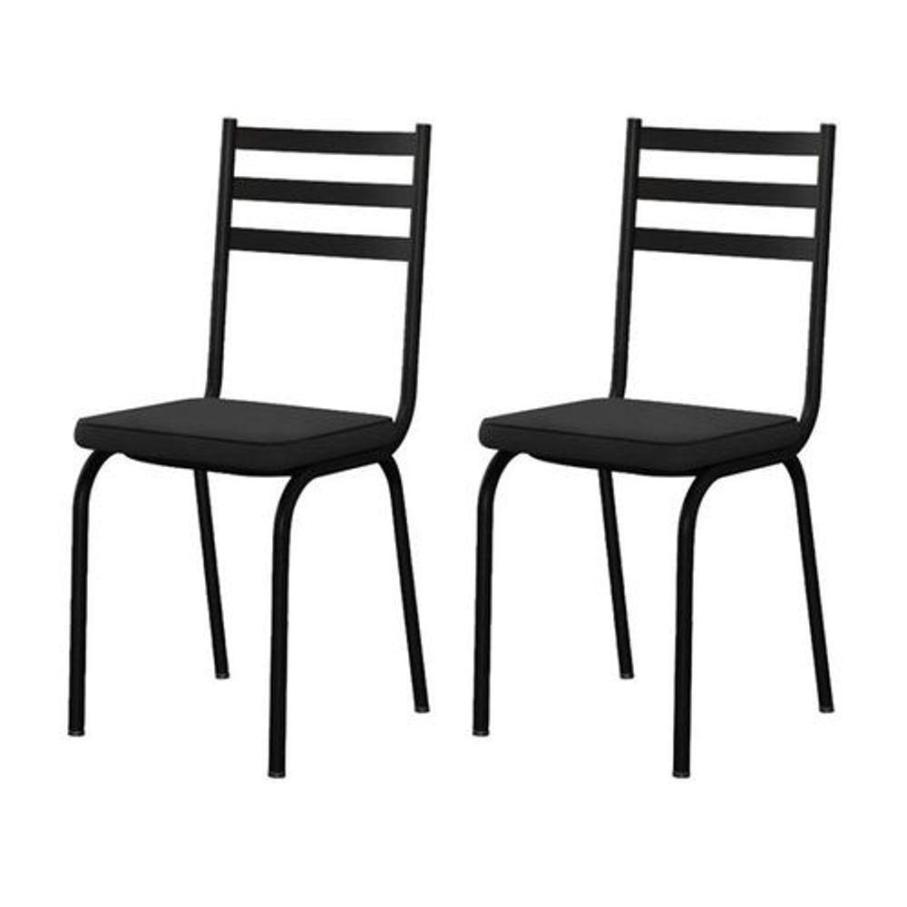 Conjunto 2 Cadeiras Tubular Europa Assento Preto - 7