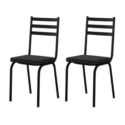 Conjunto 2 Cadeiras Tubular Europa Assento Preto