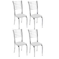 Kit 4 Cadeiras Vanessa Cromada para Cozinha Assento Corino - 1