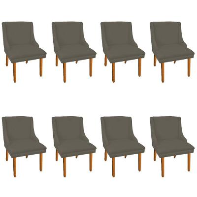 Kit 8 Cadeiras de Jantar Suede Pés Palito Marrom Rato