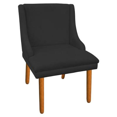 Kit 6 Cadeiras de Jantar Suede Pés Palito Preto