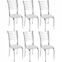 Kit 6 Cadeiras Iara Cromada para Cozinha corino Branco - 1