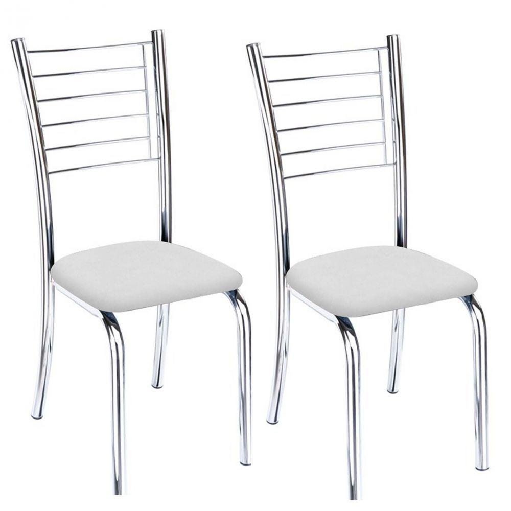 Kit 2 Cadeiras Lara Cromada Para Cozinha Branco - 1