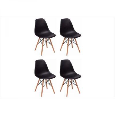 Kit 04 Cadeiras Eiffel Charles Eames Abs Base De Madeira Dsw