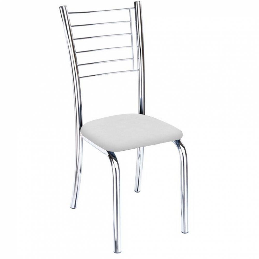 Kit 5 Cadeiras Lara Cromada Para Cozinha Branco - 2