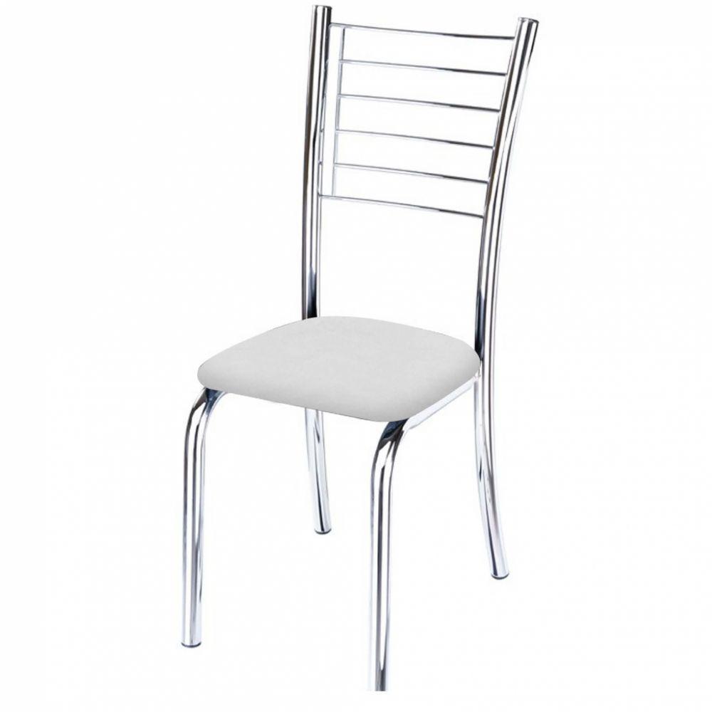 Kit 5 Cadeiras Lara Cromada Para Cozinha Branco - 3