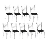Kit 9 Cadeiras Lara Cromada Para Cozinha Preto - 1