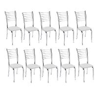 Kit 10 Cadeiras Iara Cromada Para Cozinha Branco - 1